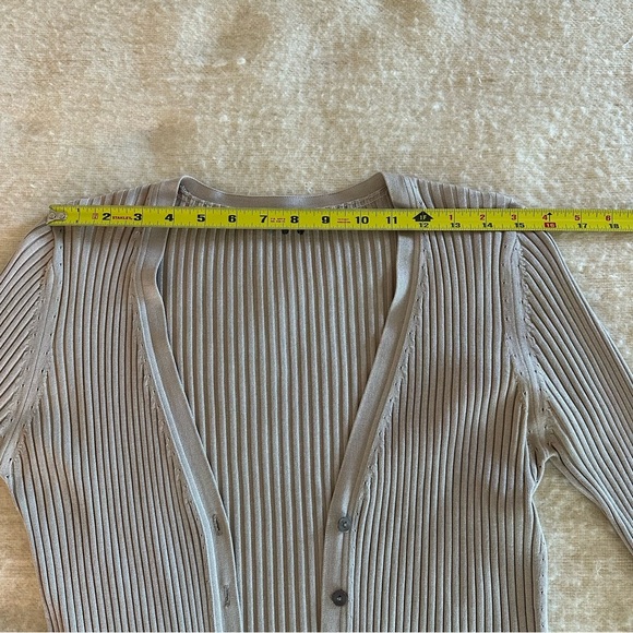 Three Dots Vintage Y2K Tan Silk Cardigan (Read Description) - Picture 8 of 10